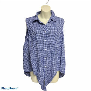 Popsugar blue/white tie bottom sleeveless top L